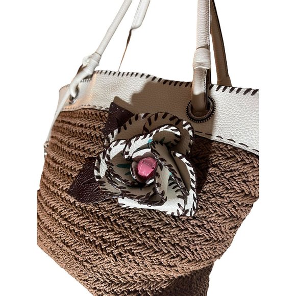 Brighton Woven Tote Leather Trim - Picture 4 of 12